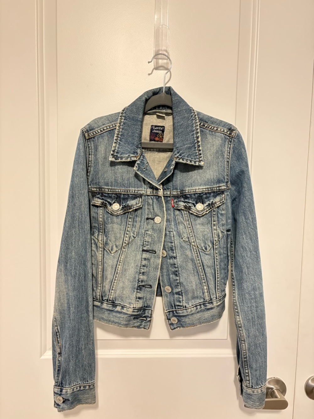 Levi's Light Blue Denim Jacket XS- Special edition floral label